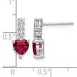 Sterling Silver Polish Rhod-plated Created Ruby Heart Post Dangle Earrings - Birthstone Company