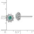 Sterling Silver Rhodium plated Teal & White CZ Post Earrings