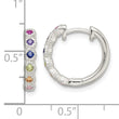 Sterling Silver Polished Multicolor CZ Round Hinged Hoop Earrings