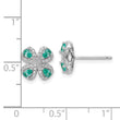 Sterling Silver Rhodium plated Teal & White CZ Post Earrings