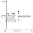 Sterling Silver Rhodium-plated Cat w/Heart Post Earrings
