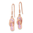 Sterling Silver Rose-tone Pink Created Opal Inlay Flip Flop Dangle Earrings - Birthstone Company