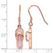 Sterling Silver Rose-tone Pink Created Opal Inlay Flip Flop Dangle Earrings - Birthstone Company