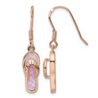 Sterling Silver Rose-tone Pink Created Opal Inlay Flip Flop Dangle Earrings - Birthstone Company