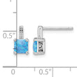 Sterling Silver Rhodium-plated Square Blue Created Opal Post Earrings - Birthstone Company
