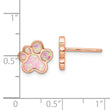 Sterling Silver Rose-tone Created Opal Inlay Pawprint Post Earrings