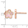 Sterling Silver Rose-tone Created Opal Inlay Pawprint Post Earrings - Birthstone Company