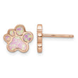 Sterling Silver Rose-tone Created Opal Inlay Pawprint Post Earrings - Birthstone Company