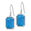 Sterling Silver RH-plated Blue Created Opal Beaded Border Earrings - Birthstone Company