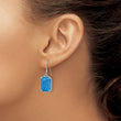 Sterling Silver RH-plated Blue Created Opal Beaded Border Earrings - Birthstone Company