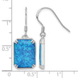 Sterling Silver RH-plated Blue Created Opal Beaded Border Earrings - Birthstone Company