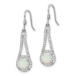 Sterling Silver Rhodium-plated CZ & White Created Opal Dangle Earrings - Birthstone Company