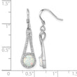 Sterling Silver Rhodium-plated CZ & White Created Opal Dangle Earrings - Birthstone Company