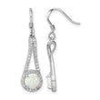 Sterling Silver Rhodium-plated CZ & White Created Opal Dangle Earrings - Birthstone Company