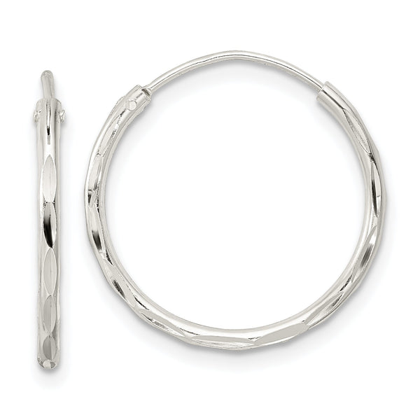 Sterling Silver Polished D/C Endless Hoop Earrings