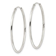 Sterling Silver Diamond-cut 1.5x35mm Endless Tube Hoop Earrings