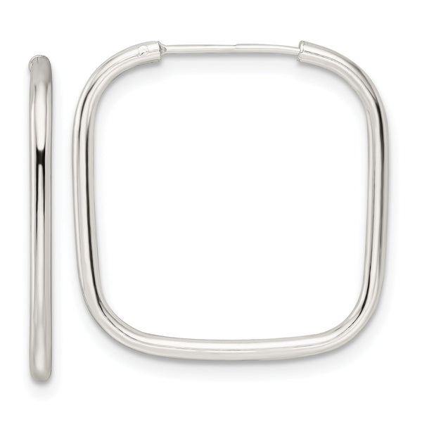 Sterling Silver Polished 1.5mm Square Endless Tube Hoop Earrings