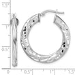 Sterling Silver Rhodium-plated 3x29mm D/C Twisted Tube Hoop Earrings