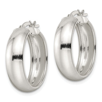 Sterling Silver Polished 7x25mm Hoop Earrings