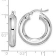 Sterling Silver Rhodium-plated 5x24mm Octagon Tube Hoop Earrings