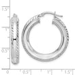 Sterling Silver Rhodium-plated 5x30mm D/C Octagon Tube Hoop Earrings