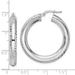 Sterling Silver Rhodium-plated 5x34mm D/C Octagon Tube Hoop Earrings