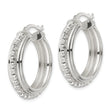 Sterling Silver Polished and DIamond-cut Beaded Hoop Earrings