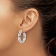 Sterling Silver Polished and DIamond-cut Beaded Hoop Earrings