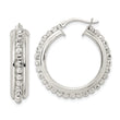Sterling Silver Polished and DIamond-cut Beaded Hoop Earrings