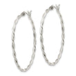 Sterling Silver Satin Twisted Hoop Earrings