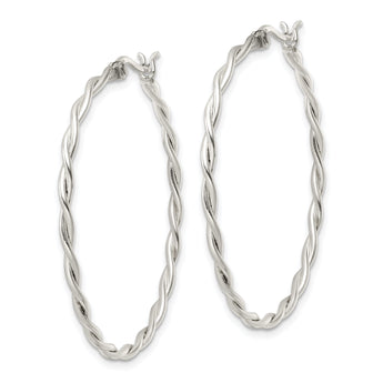 Sterling Silver Satin Twisted Hoop Earrings