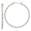 Sterling Silver Satin Twisted Hoop Earrings