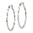 Sterling Silver Satin Twisted Hoop Earrings