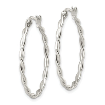 Sterling Silver Satin Twisted Hoop Earrings