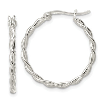 Sterling Silver Polished Twisted Hoop Earrings