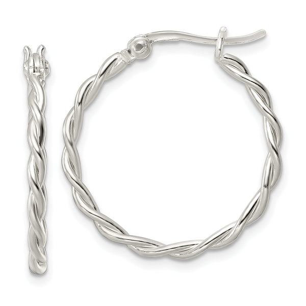 Sterling Silver Polished Twisted Hoop Earrings
