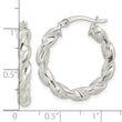 Sterling Silver Polished and Textured Twisted Circle Hoop Earrings