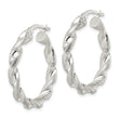 Sterling Silver Polished and Textured Twisted Circle Hoop Earrings