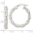 Sterling Silver Polished and Textured Twisted Circle Hoop Earrings
