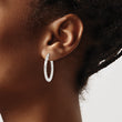 Sterling Silver Polished and Textured Twisted Hoop Earrings