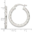 Sterling Silver Polished and Textured Twisted Hoop Earrings
