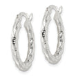 Sterling Silver Polished and Textured Twisted Hoop Earrings