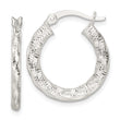 Sterling Silver Polished and Textured Twisted Hoop Earrings