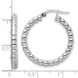 Sterling Silver Rhodium-plated Polished 3mm Beaded Hoop Earrings