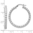 Sterling Silver Rhodium-plated Polished 3mm Beaded Hoop Earrings