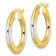 Sterling Silver and Gold-tone Brushed Flat Circle Hoop Earrings