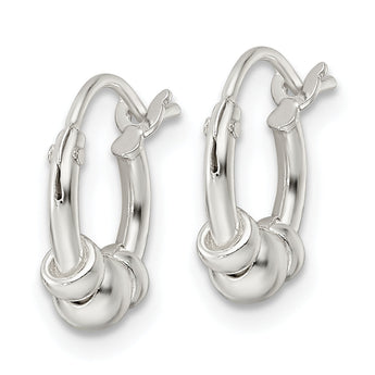 Sterling Silver Polished Beaded Circle Hoop Earrings
