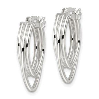 Sterling Silver Polished Triple Oval Hoop Earrings