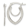 Sterling Silver Beaded Double Oval Hoop Earrings