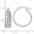 Sterling Silver Polished Fabric Glitter Hoop & Links Round Hoop Earrings